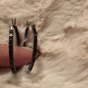 Black & Silver Medium Hoop Earrings